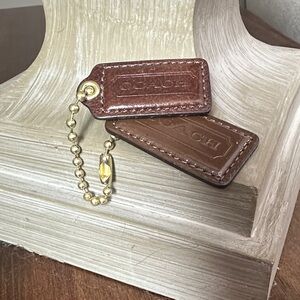 Coach Brown Leather Tag with Gold Chain